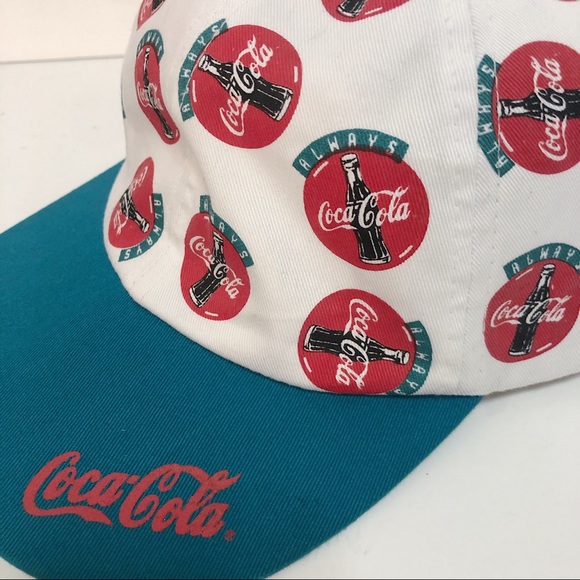 1990s Always Coca Cola All Over Print Hat Rare VTG - Picture 3 of 5